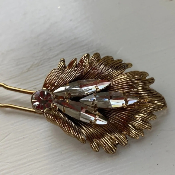 Anthropologie BHLDN Amos Gold Crystal Hair Pin - Picture 5 of 10